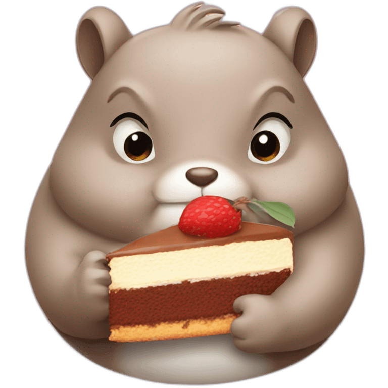 a squirrel obese eating a cake emoji