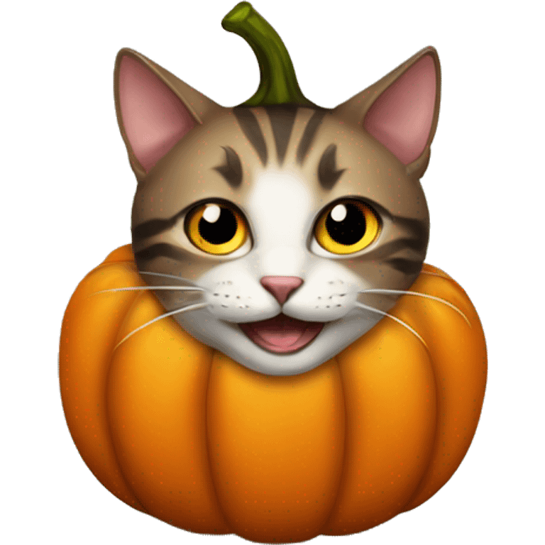 a cat in a halloween pumpkin emoji