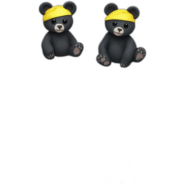 Happy Lowpoly black bear with flag ukraine emoji