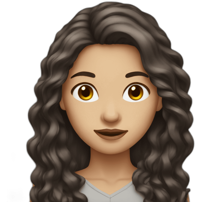 long haired women dark brown hair emoji