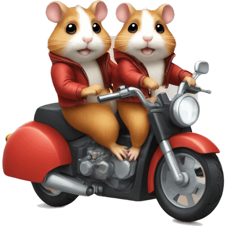 Two hamsters riding on motorbike emoji