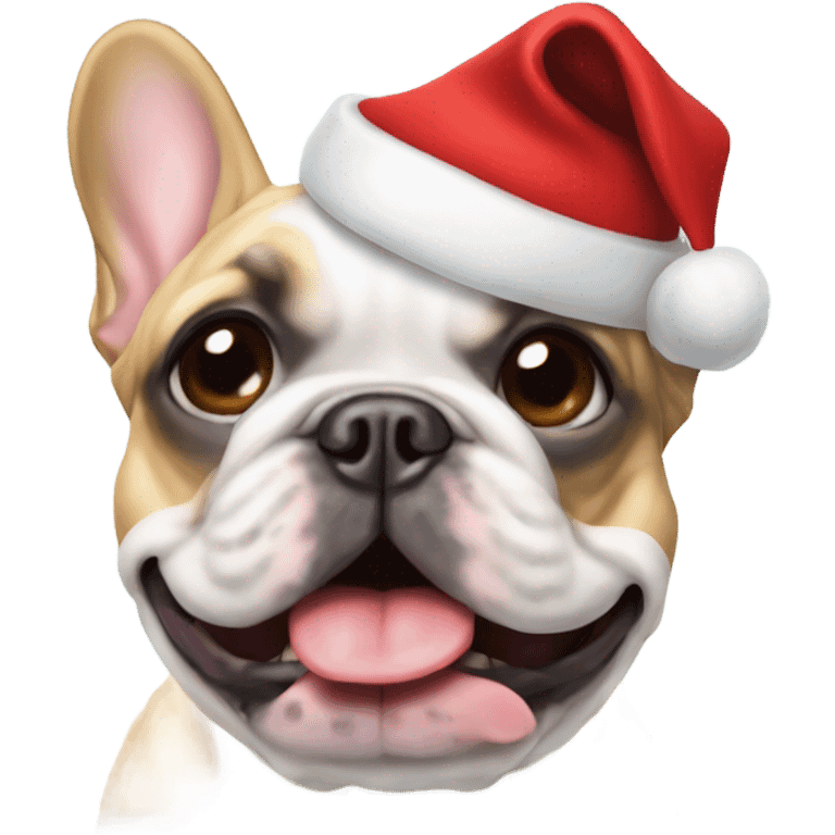 Frenchie with Santa hat emoji