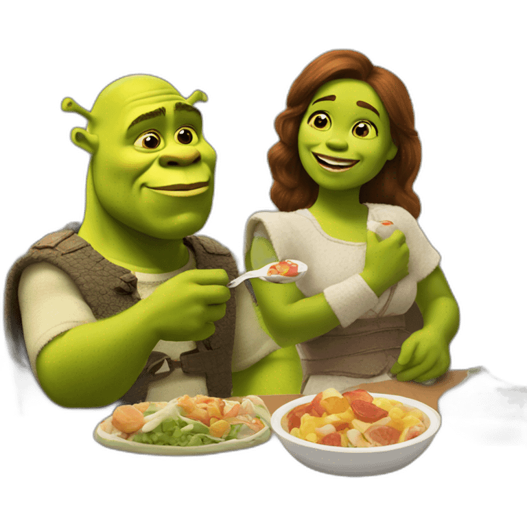 Shrek have lunch with baby's emoji