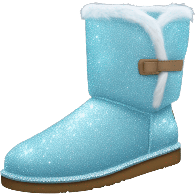 Realistic light blue glitter and fur Ugg boots. emoji