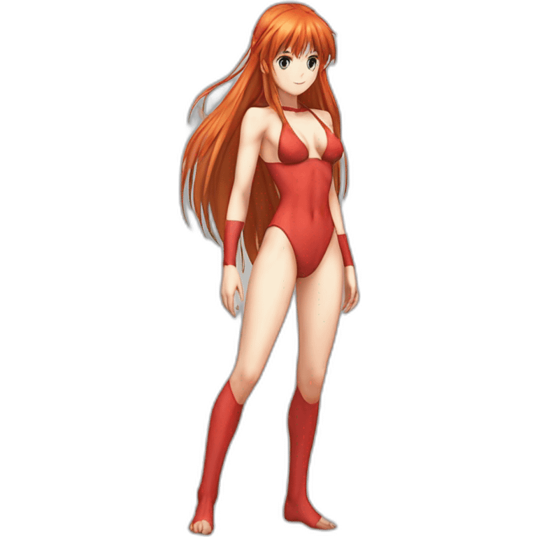 asuka langley nue, full-body, long-hair, teen, enfant, bikini emoji