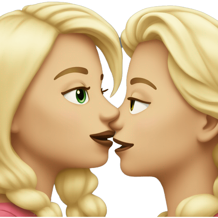 Two blond lesbian girls kissed  emoji