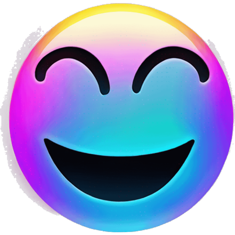 Iridescent neon smiley face  emoji