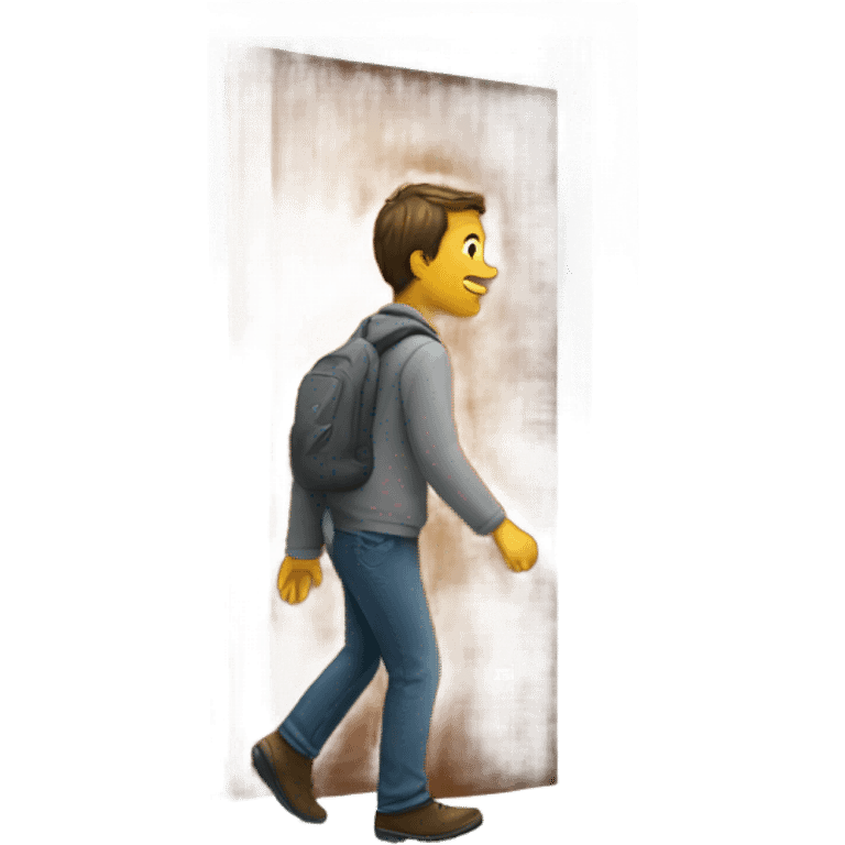 A person walking out of a door emoji