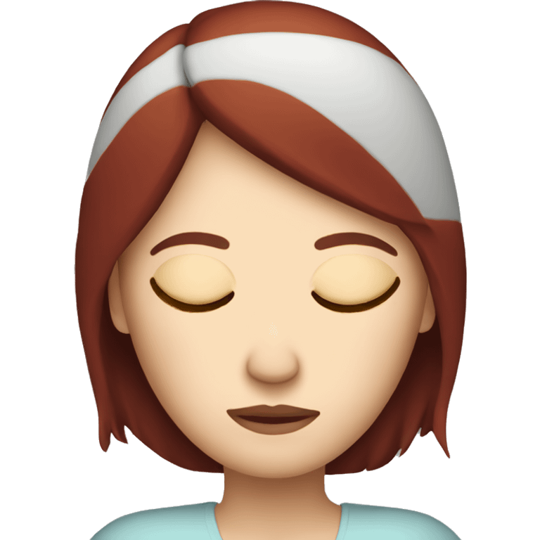 White Woman with dark red hair sleeping emoji