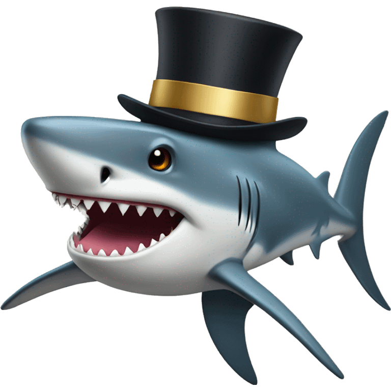 Shark with a top hat emoji