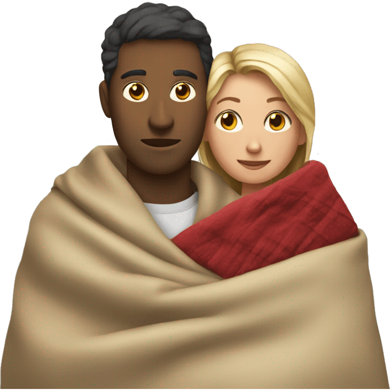 A woman covers a man with a blanket
 emoji