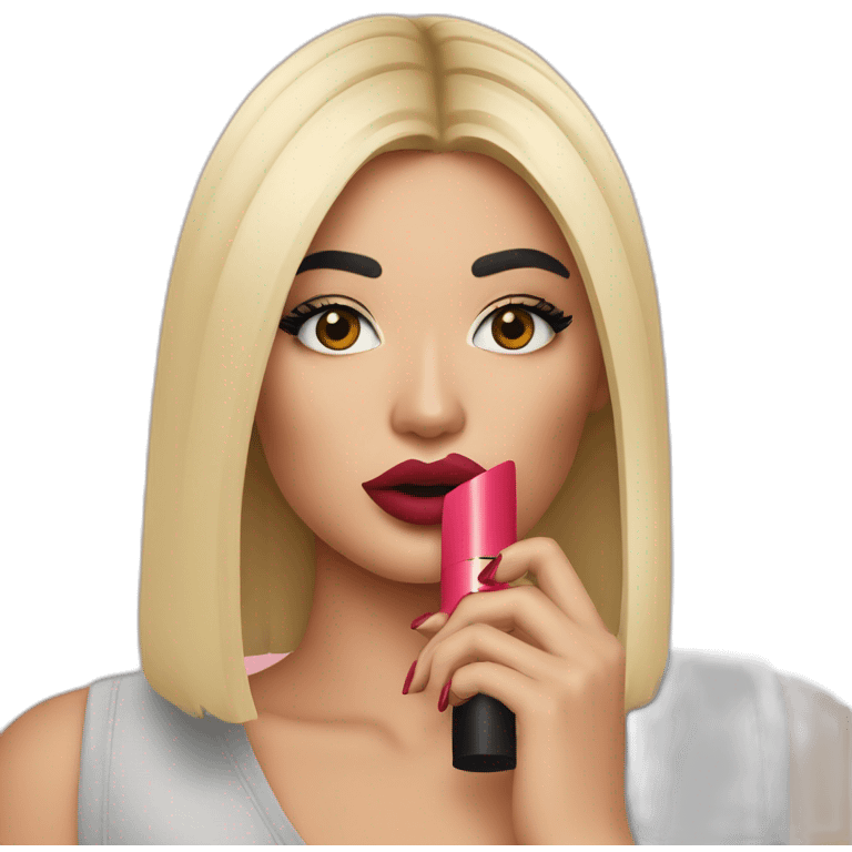 Kylie Jenner holding her lipstick emoji