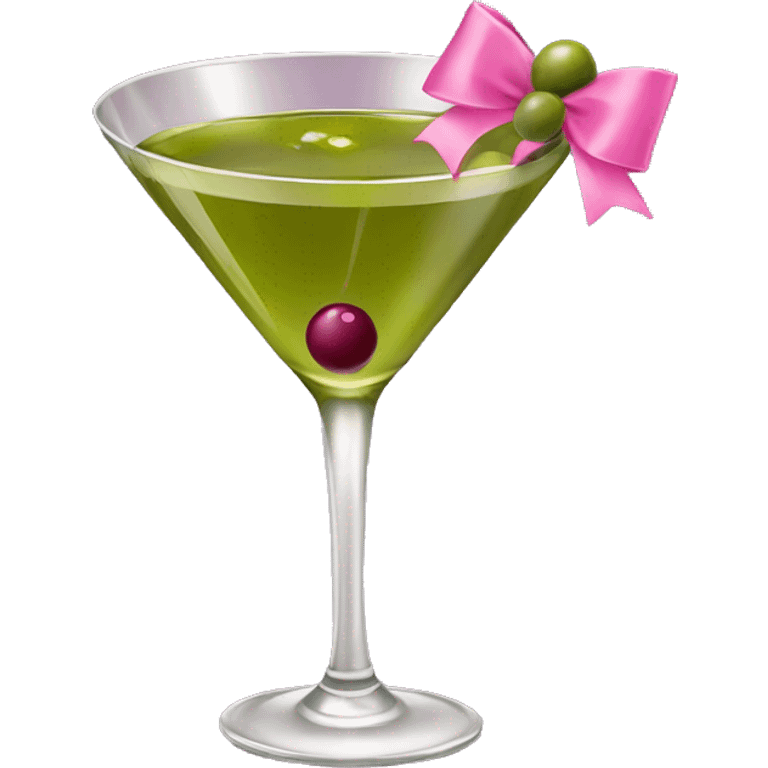 Olive martini with pink bow emoji