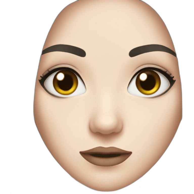 Woman, pale skin, dark straight hair, big black eyes emoji