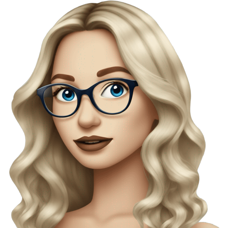 Beautiful Balayage pale model lady with glasses and blue eyes  emoji