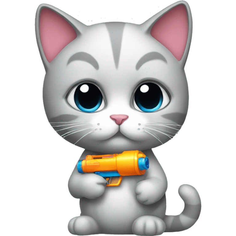 sad kitty holding realistic water gun emoji