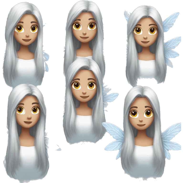 big wings, hood, silver, icy ,snowflake, Beautiful, fairy, long hair emoji