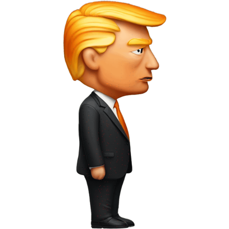 Donald Trump with orange skin, kissing Elon Musk emoji