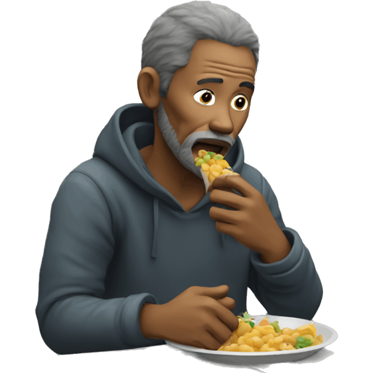 Homeless man eating emoji