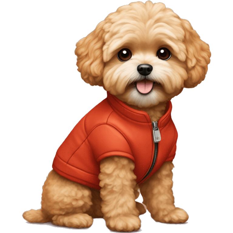 orange Maltipoo in a red jacket emoji