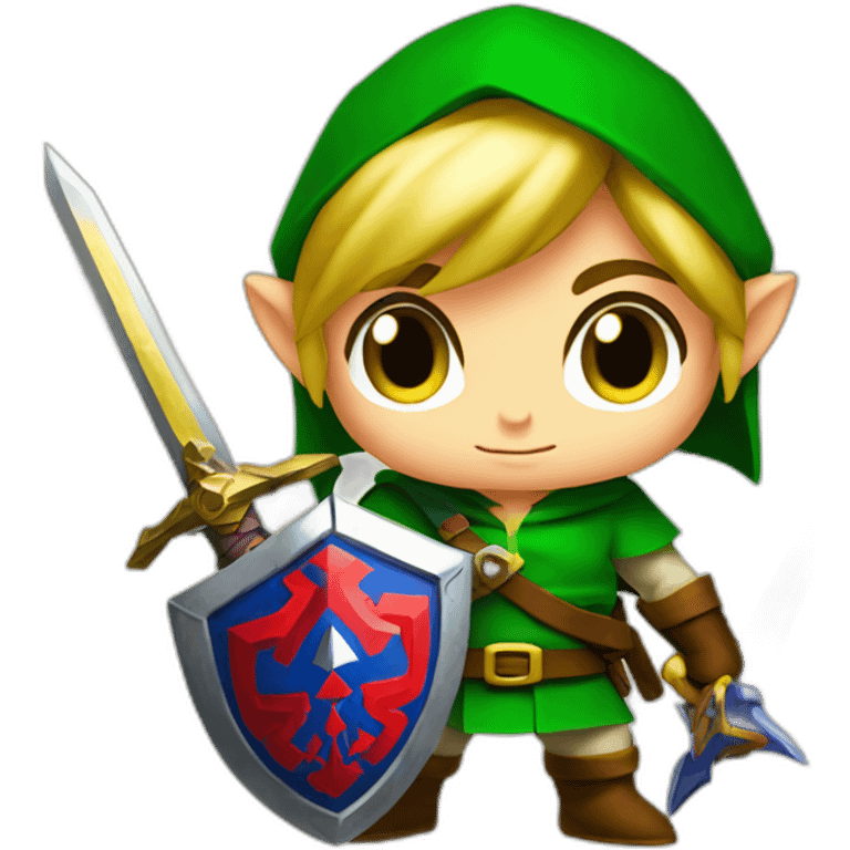 Zelda baby link standing with sword and shield emoji