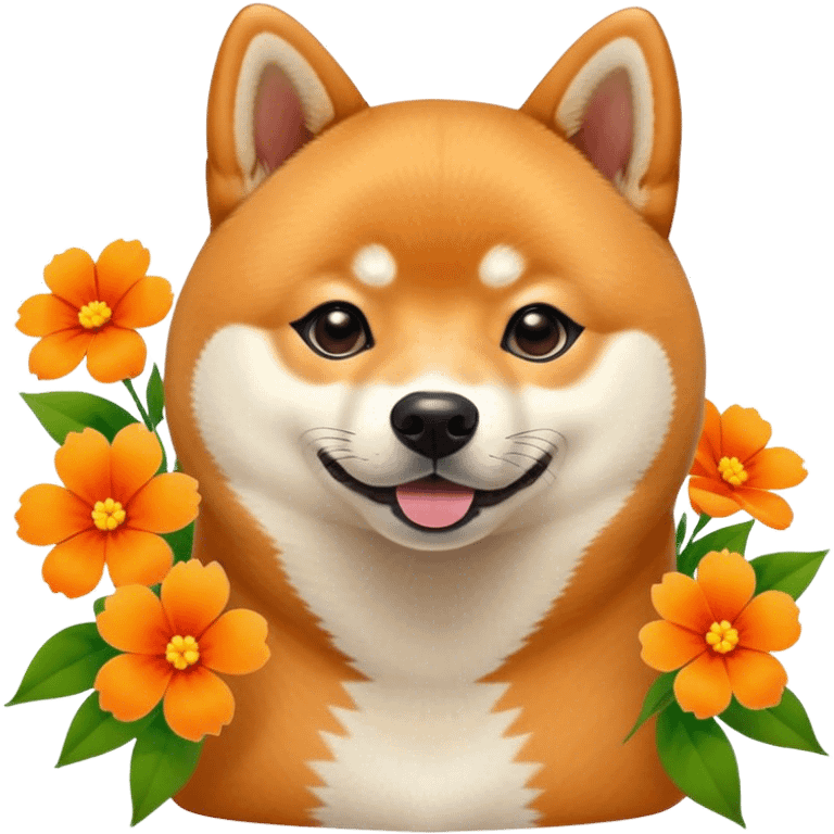 shiba inu with flowers emoji