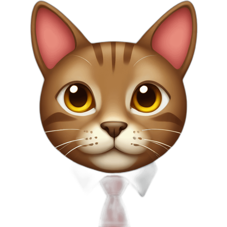 brown cat with red tie cartoon style emoji