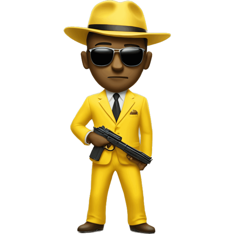 yellow suit mafia with thompson gun and sunglasses emoji