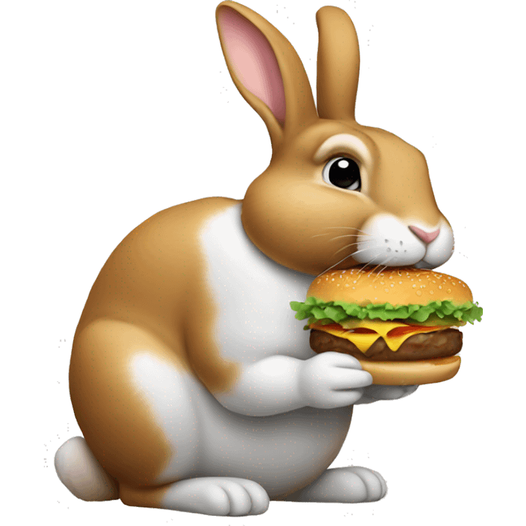 rabbit eating hamburger emoji