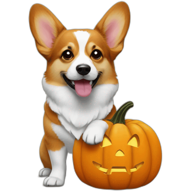 Corgi pumpkin halloween emoji