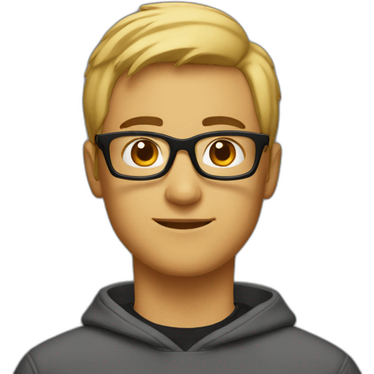 guy with black glasses dirtyblonde short hair with orange sweatshirt emoji