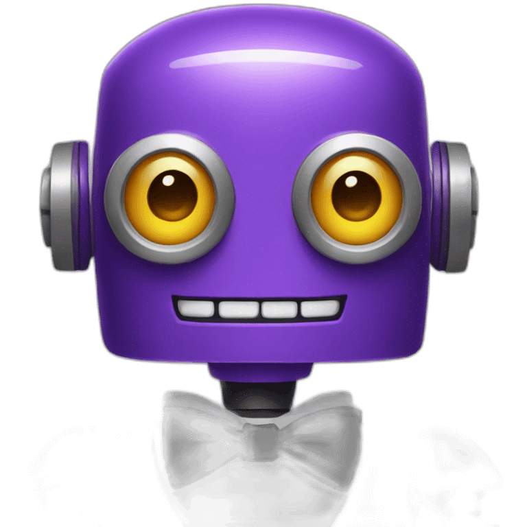 a purple robot with a bowtie emoji