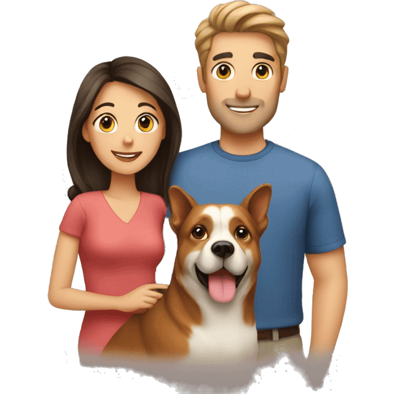 Husband and wife with pets emoji