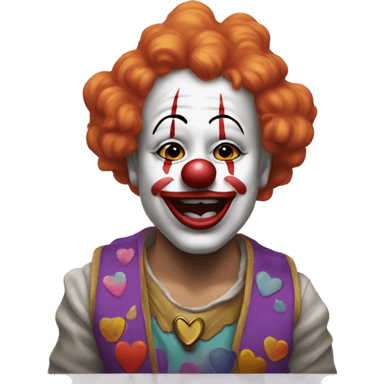 Crying clown showing peace sign and sending kiss emoji