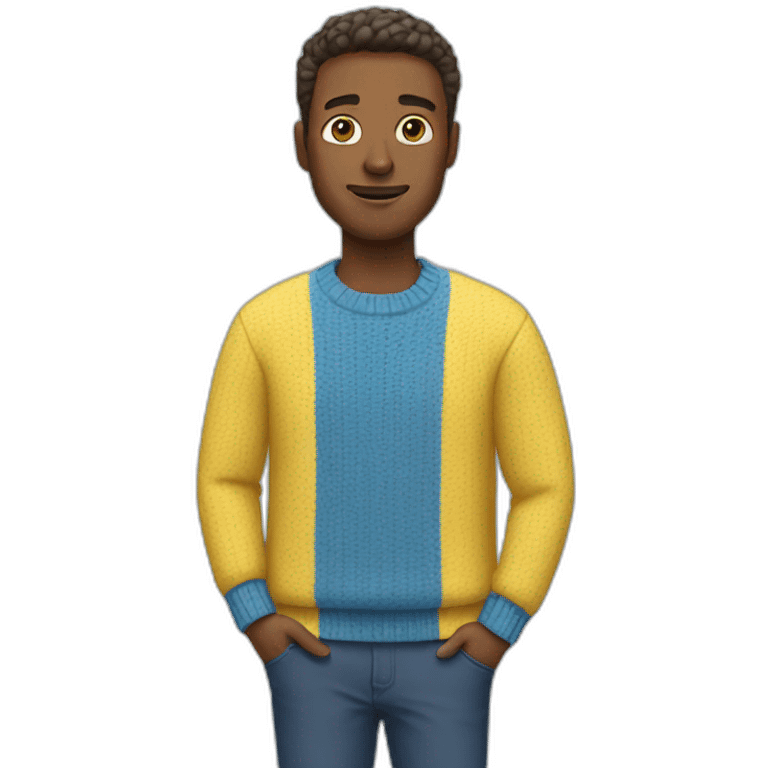 White Man in blue and yellow sweater emoji