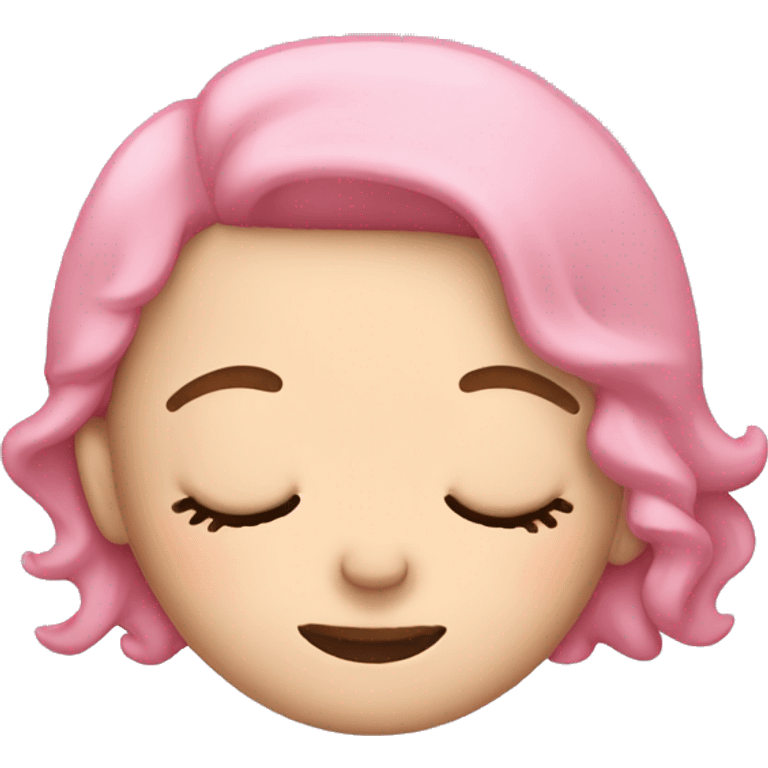 White girl with pink hair sleeping emoji