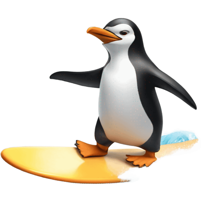 Penguin surfing emoji