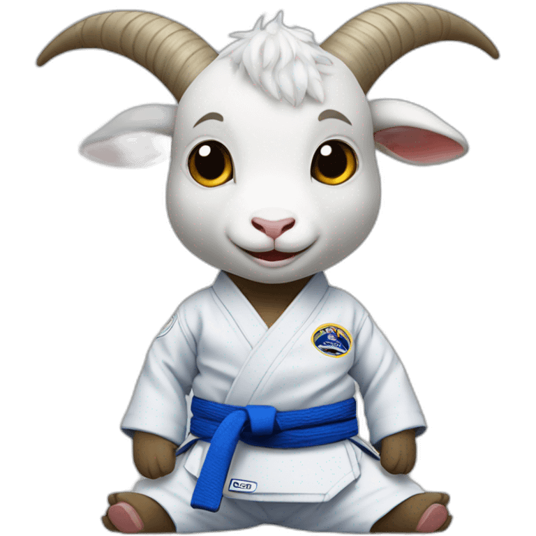 Goat fish hybrid wearing blue Jiu-Jitsu gi emoji