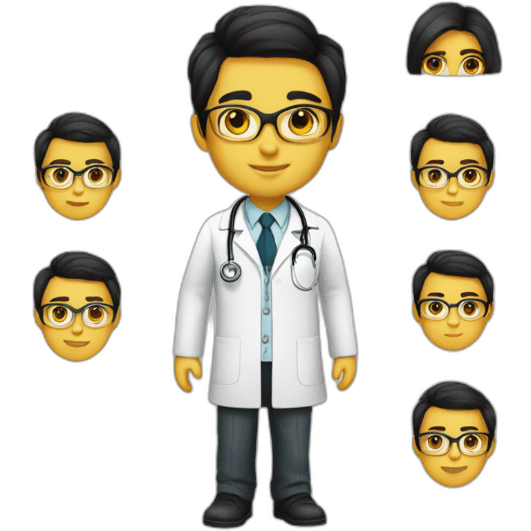 The Young eye doctor with black hair yellow face emoji