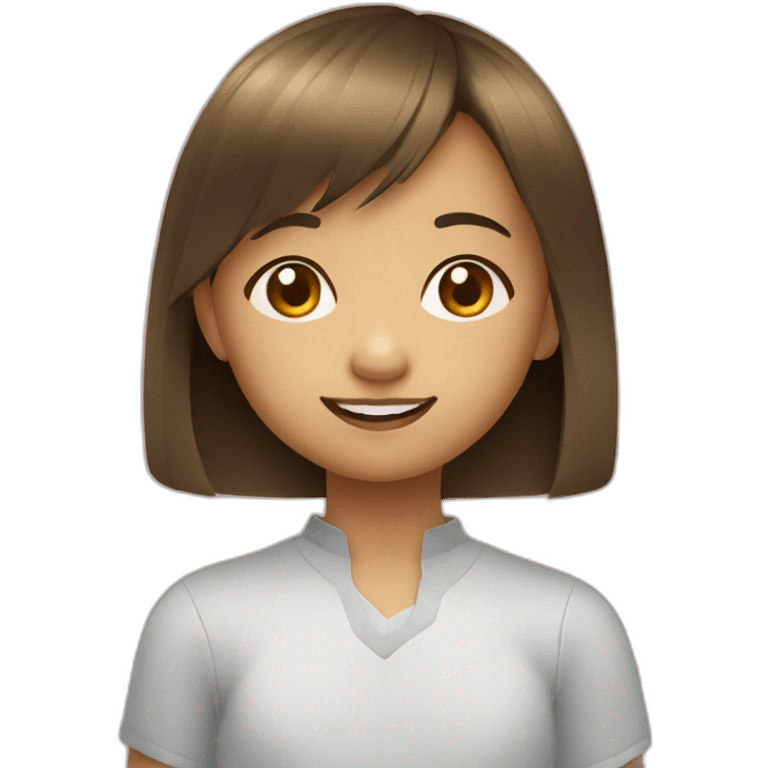 Filipino child girl with short hair fringe slim lost on front tooth emoji