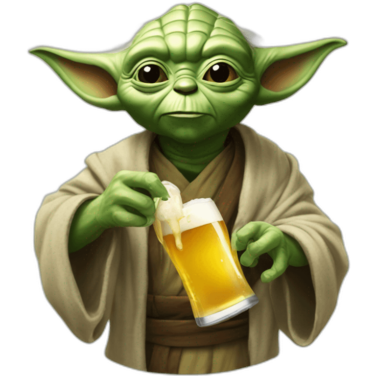 yoda drink a botlle of beer emoji