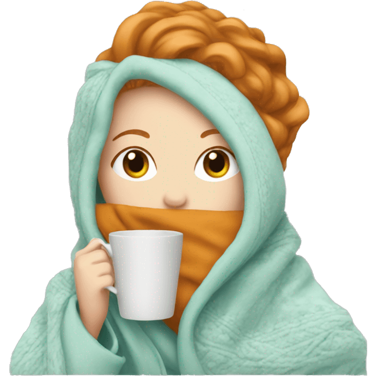 ginger white girl wearing blanket sipping tea emoji