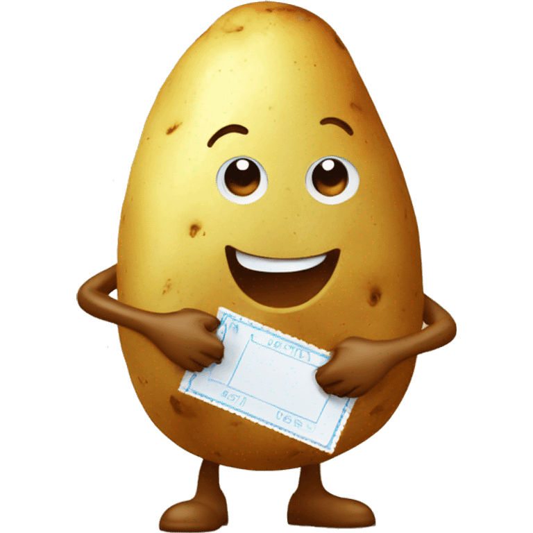 potato is holding a stamp in his hands emoji