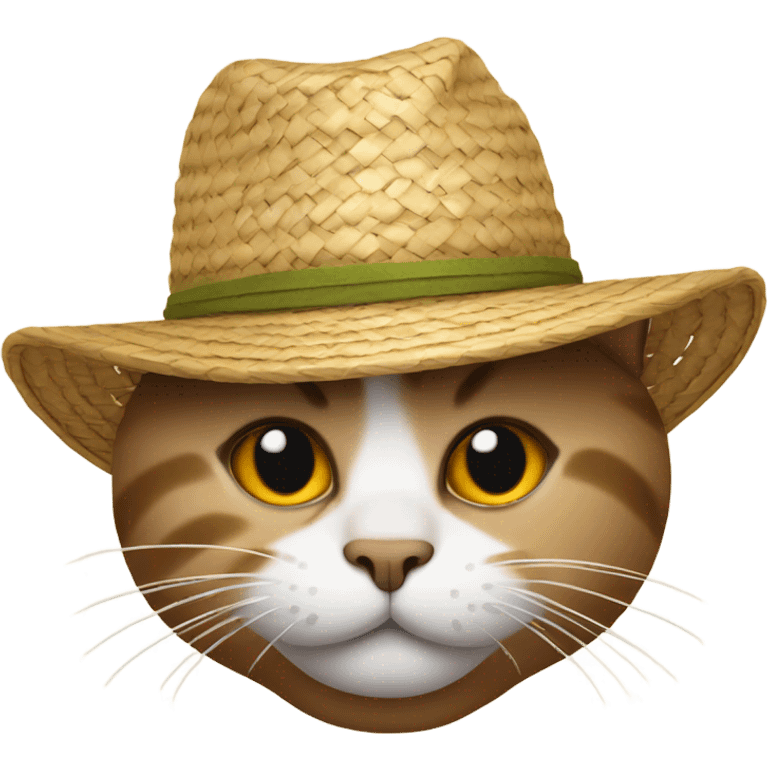 Cat wearing a straw hat emoji