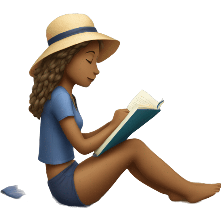 Girl Reading at the sandy beach  emoji