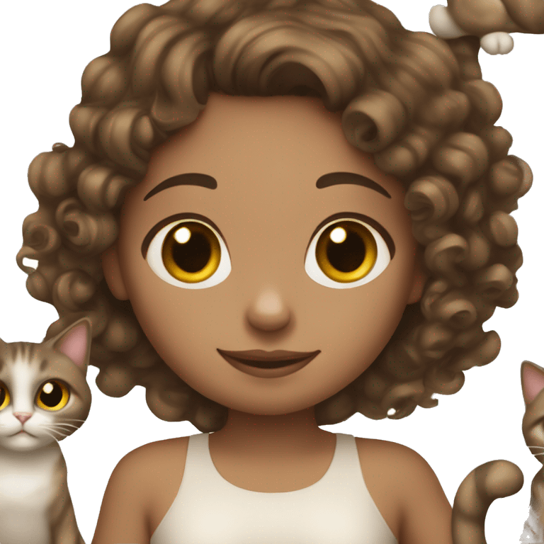 curly brunette Girl holding Siamese cat emoji