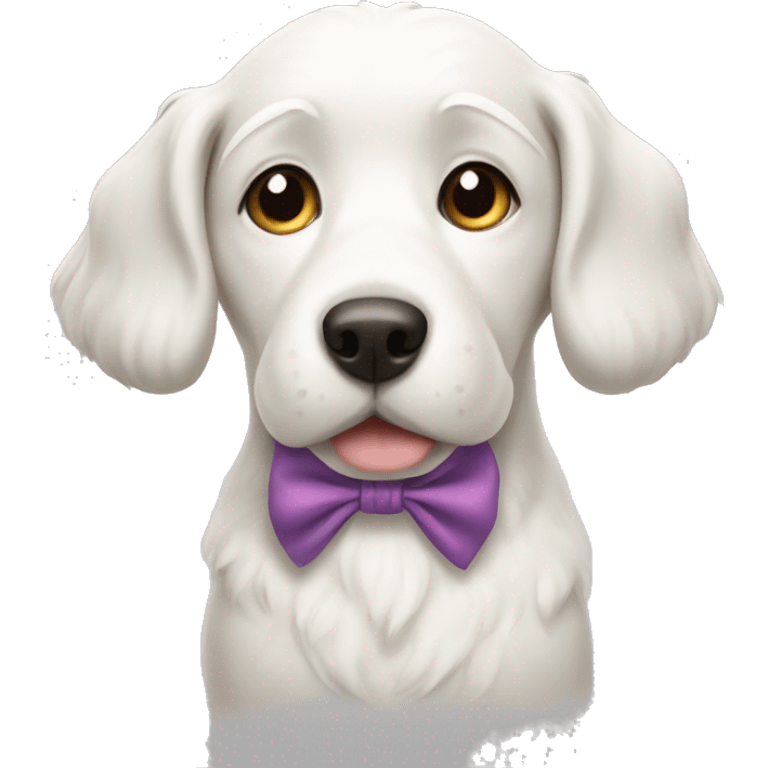 white dog with a bow on its head emoji