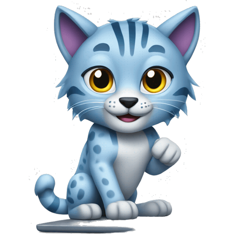 A blue lynx with a laptop emoji