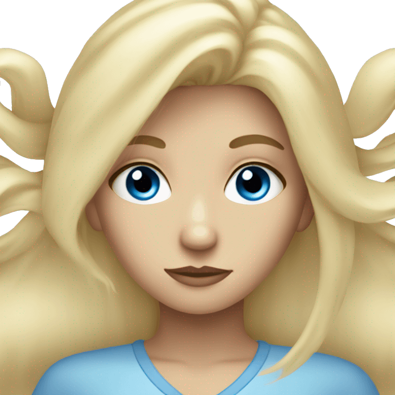  blonde girl with blue eyes doing eye roll emoji