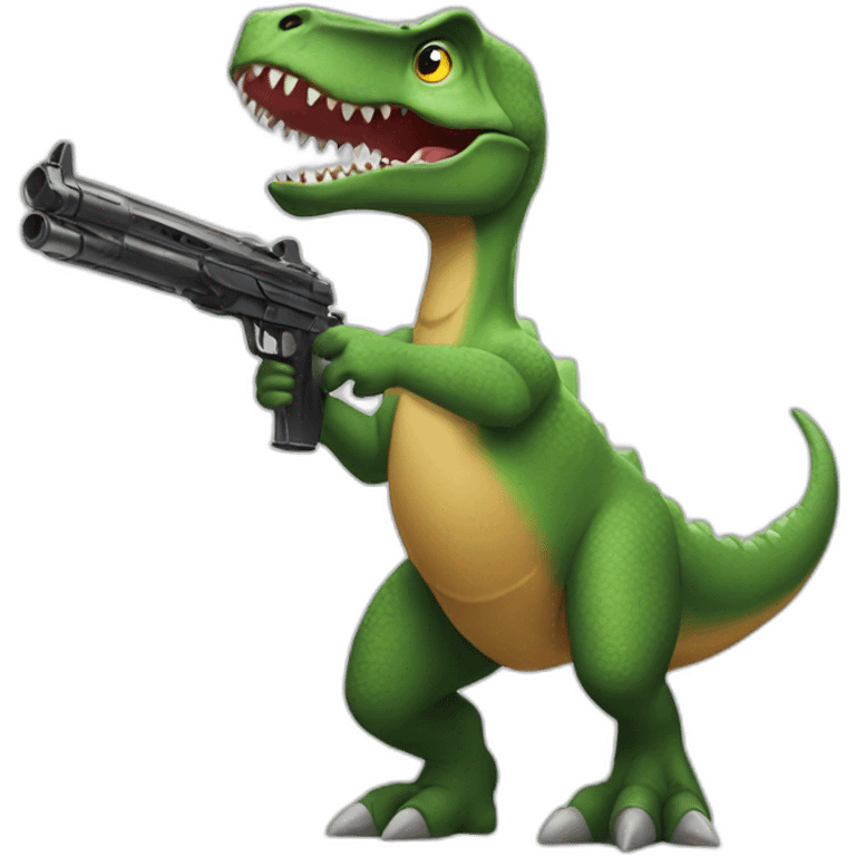 Dinosaur with a gun emoji